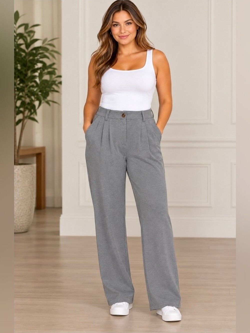 HALARA Wide-Leg Women’s Pants in Heather Gray *Flawed*